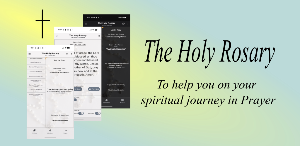 Header image for ScripturalRosary, OurFathersSon Android App. To Help you on your Spiritual Journey in Prayer!
